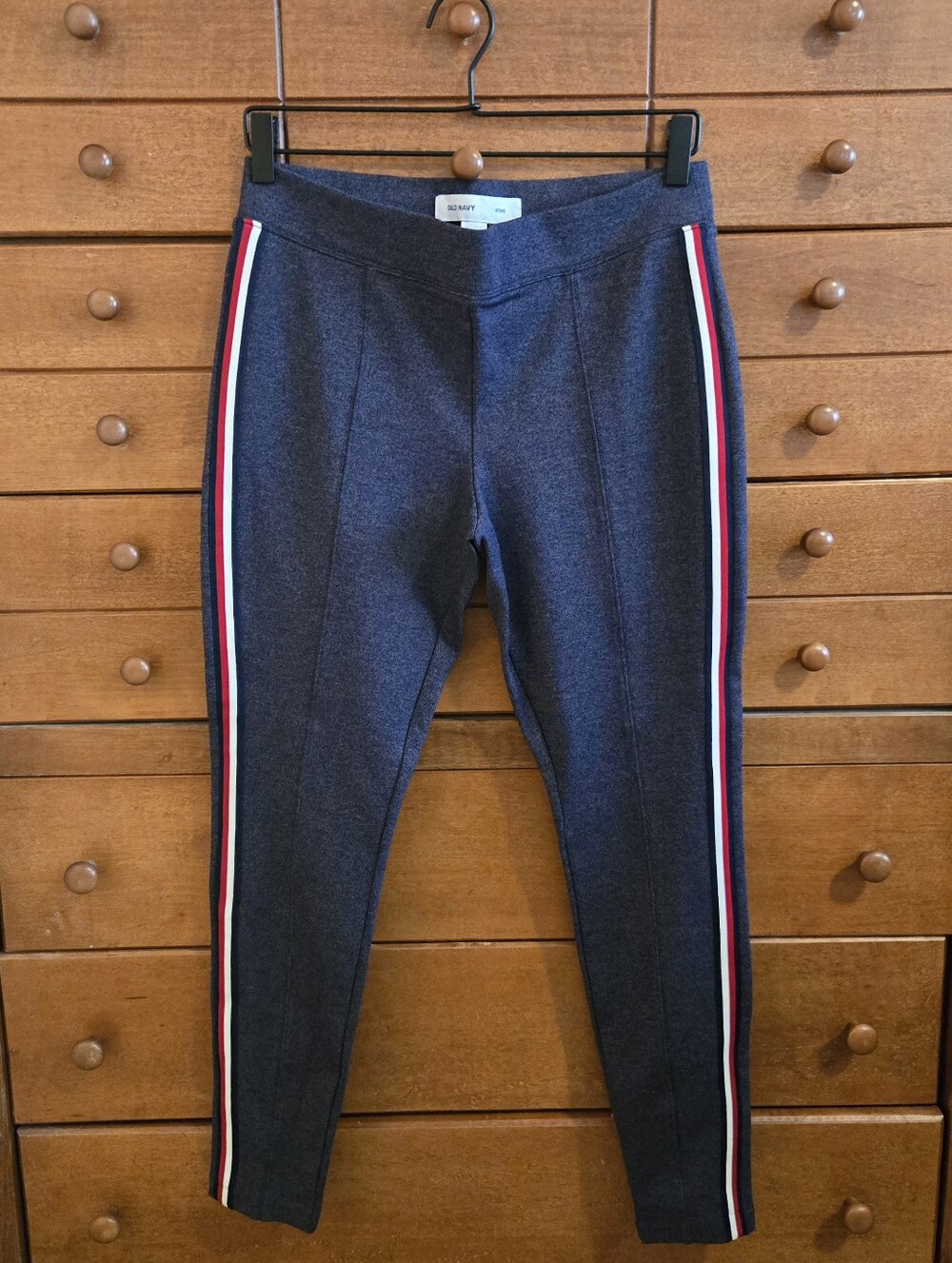 Old Navy Navy Stevie Pants with Red and White Side Stripes Sz Medium